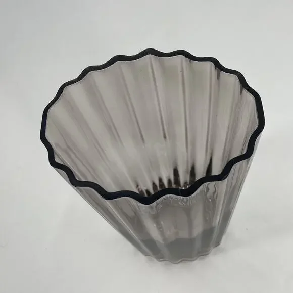Vera Wang Smokey ribbed oval glass vase